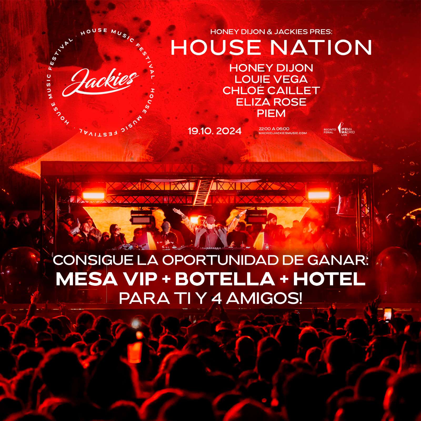 Consigue la oportunidad de ganar: mesa VIP + botella + Hotel